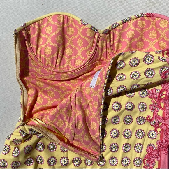 VDP beach collection Italian mini yellow pink dress xs - Picture 8 of 11